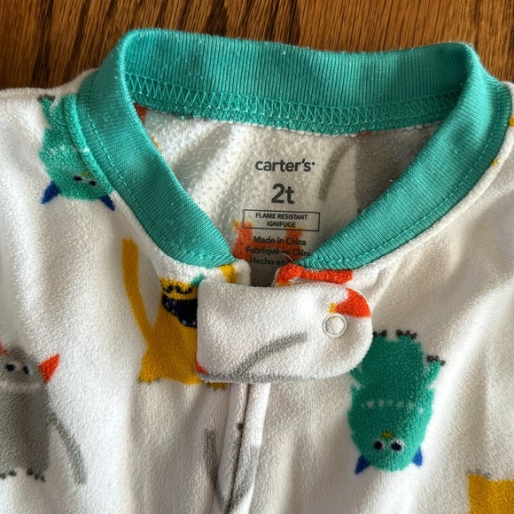 Carters 2T one piece monster Pajamas - Picture 2 of 4